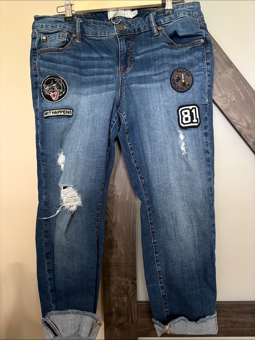 torrid Badass Girls Club Distressed Patchwork Boyfriend Jeans with Patches